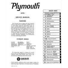 Plymouth Variant / Barracuda / Fury / Belvedere / Duster / GTX 1970 Factory Service Workshop Repair manual